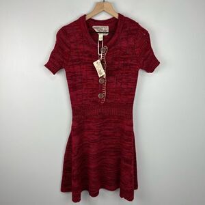 Anthropologie Nick & Mo Red Sweater Dress with Buttons S NWT